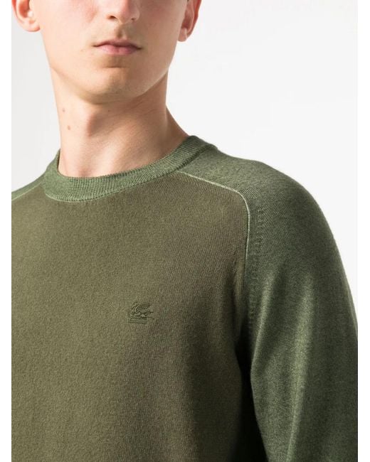 Etro Green Jumper With Logo for men