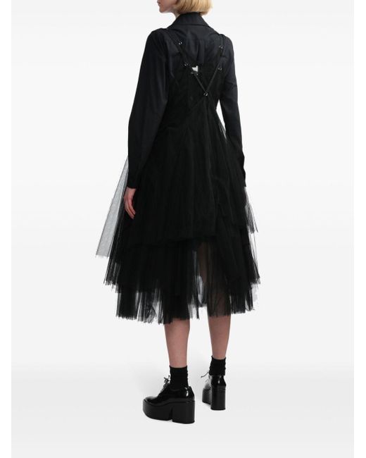 Robe mi-longue en tulle à design superposé Noir Kei Ninomiya en coloris Black