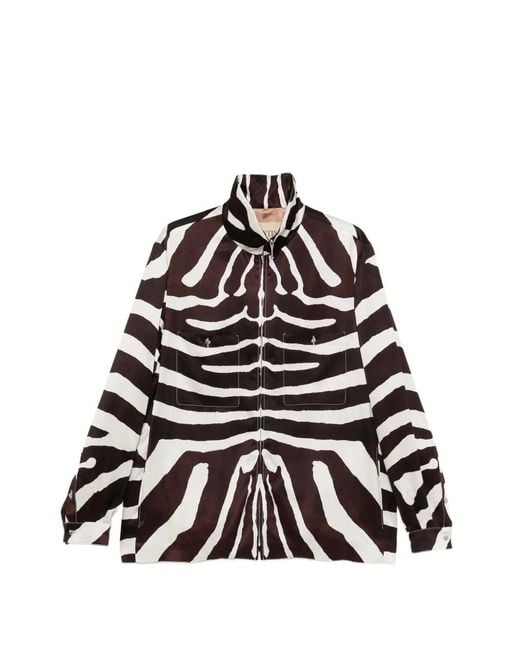 Valentino Garavani White Zebra-Pattern Zip Jacket for men