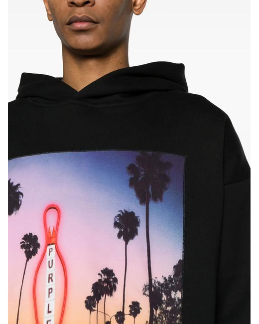 Purple Brand Black X Sky Graphic-Print Hoodie for men