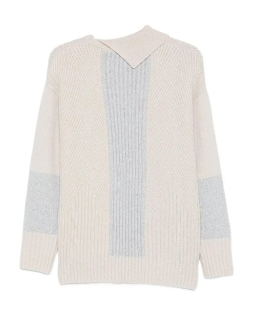 Lorena Antoniazzi White Chevron-Pattern Sweater