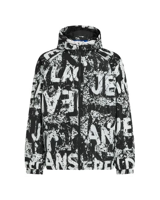 Karl Lagerfeld Black Logo-Print Hooded Jacket for men