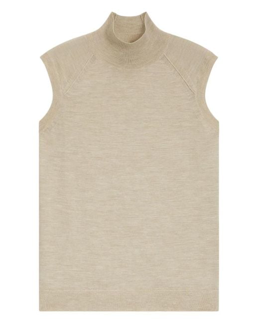 Boss Natural High-Neck Sleeveless Top