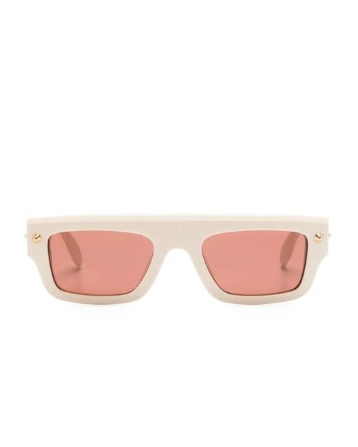 McQueen Pink Square-Frame Tinted Sunglasses