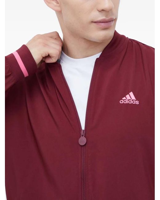 Adidas Red Zip-Up Bomber Jacket for men