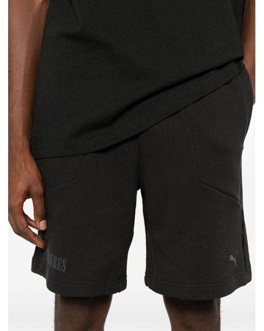 PUMA Black X Pleasures Logo-Print Track Shorts for men