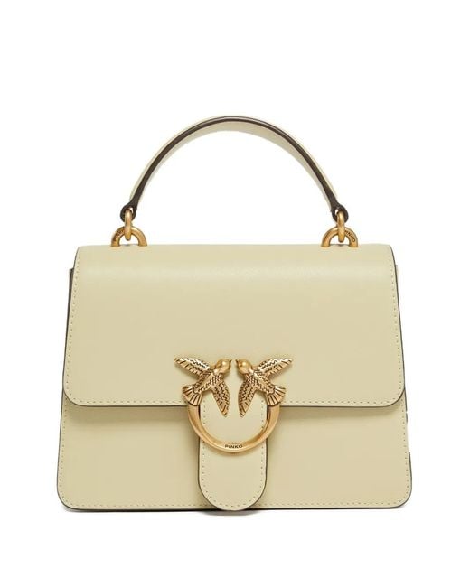 Pinko Metallic Mini Love Leather Satchel Bag