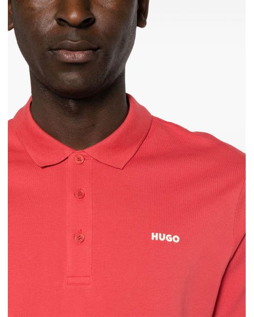 Polo en coton à logo appliqué HUGO pour homme en coloris Red