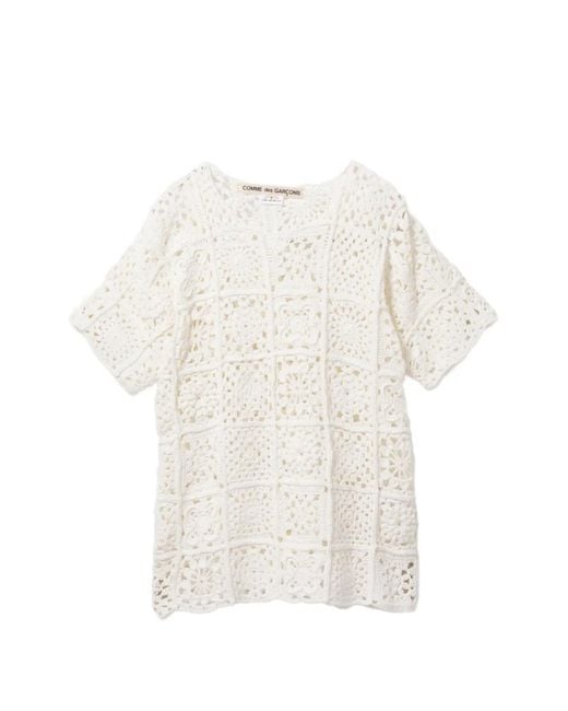 Comme des Garçons White Crochet-Knit Top