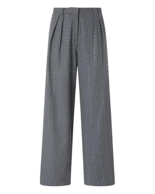 Pinko Gray Trousers With Jewel Stripes