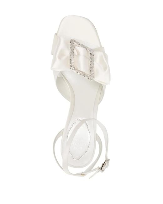 Rene Caovilla White 80Mm Bow-Detail Leather Sandals
