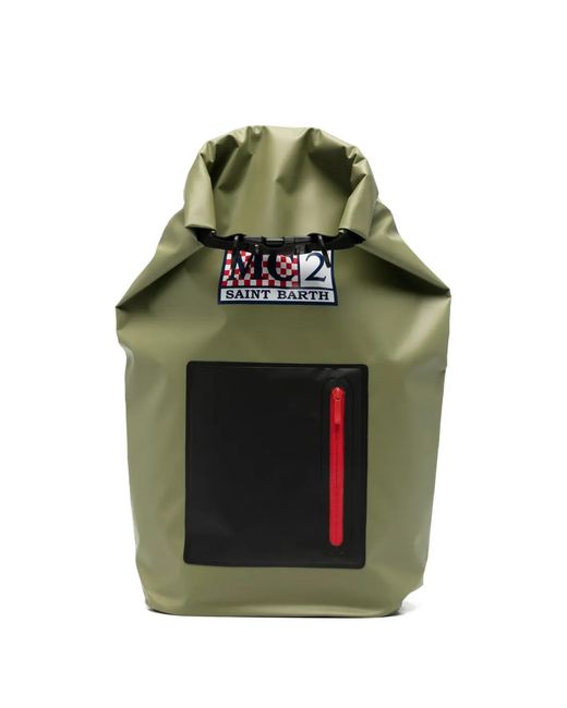 Mc2 Saint Barth Green Logo-Print Backpack