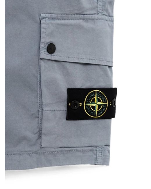 Stone Island Blue L100019 Stretch Organic Cotton Twill Shorts for men