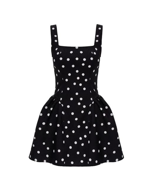 Hamza Black Polka-Dot Lace-Up Mini Dress