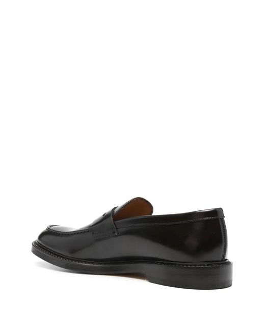 Doucal's Black Brushed Calf Leather Penny Loafers for men