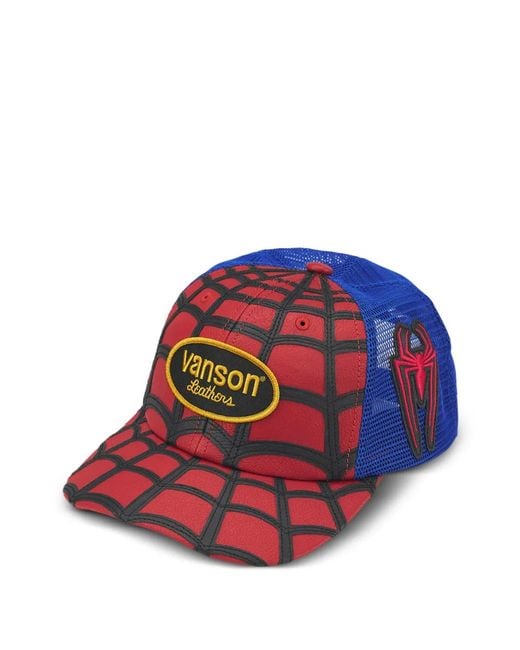 Supreme Red X Vanson Leathers X Marvel Logo-Patch Baseball Cap for men