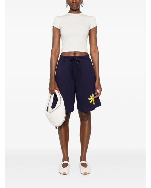MSGM Blue Embroidered Shorts