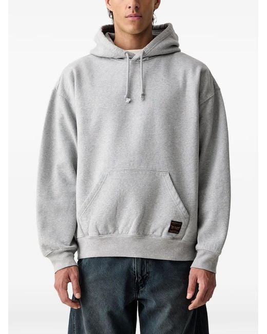 Levi's Gray Workwear Logo-Patch Pouch-Pocket Hoodie for men