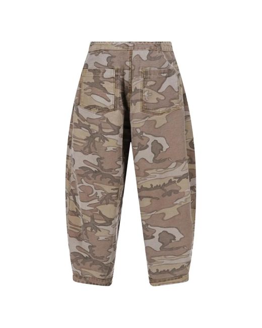 Needles Green Camo Wide Trousers for men