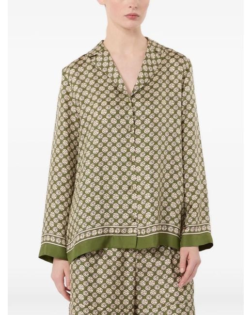 Max Mara Multicolor Geometric-Print Silk Shirt