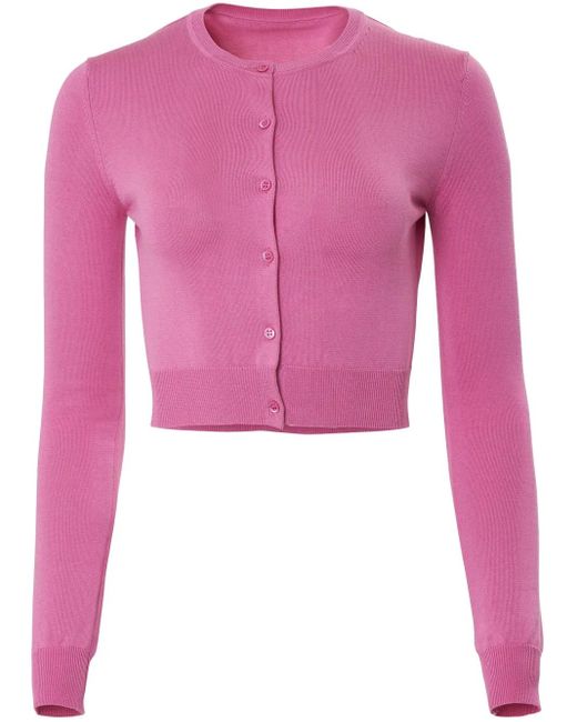 Carolina Herrera Pink Silk-Blend Cropped Cardigan