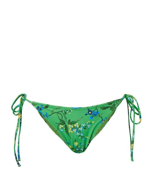 Erdem Green Floral-print Bikini Bottoms