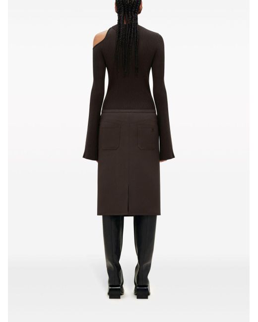 Courreges Black Low-waist Midi Skirt