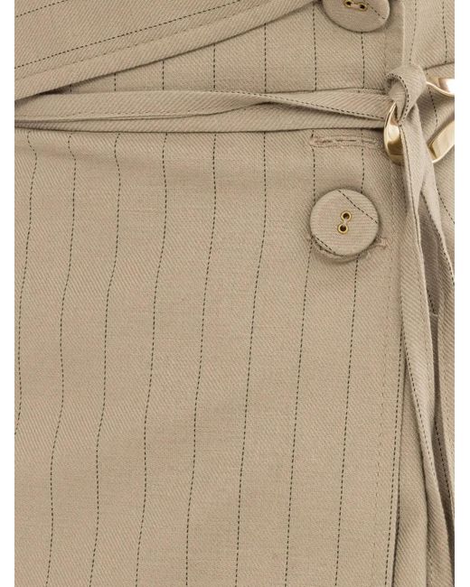 Nissa Natural Striped Midi Dress