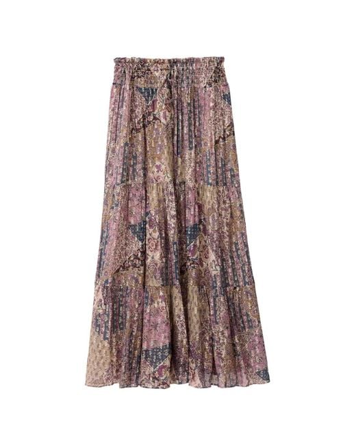 Ba&sh Brown Pitsy Paisley-Print Tiered Skirt