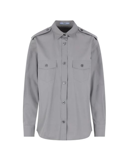 Prada Gray Cotton Poplin Shirt