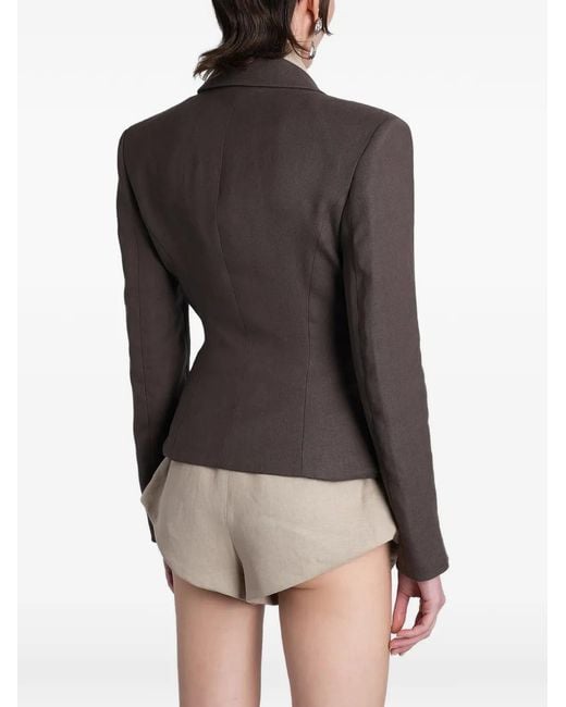 Magda Butrym Gray Double-Breasted Notched-Lapel Jacket