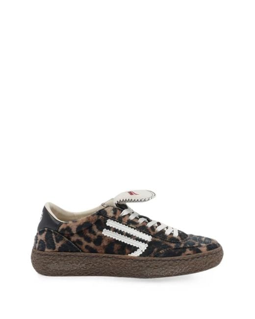 PURAAI White Polly Tab Jaguar-Print Sneakers