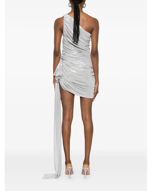 Norma Kamali White Diana Ruched-Finish Mini Dress