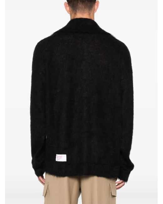 Bonsai Black Logo-Patch Buttoned Cardigan for men