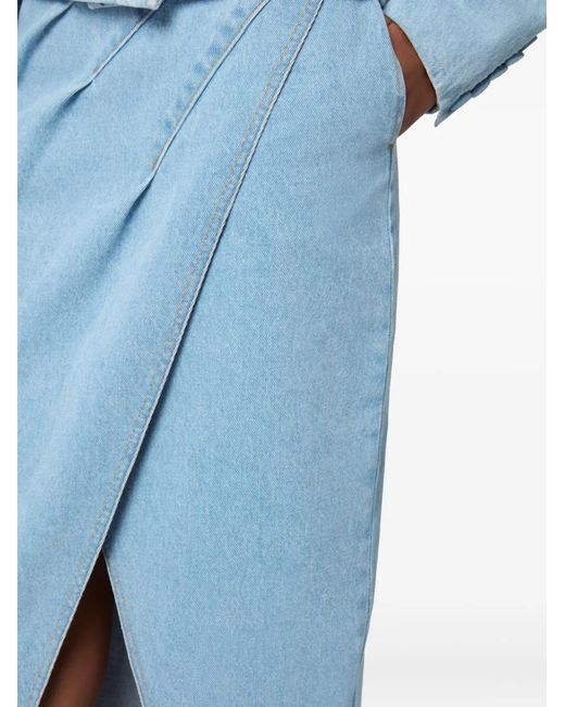 Nina Ricci Blue Draped Denim Midi Skirt