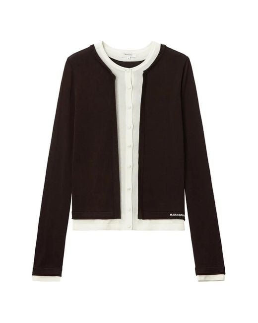 Markgong Black Layered Logo-Print Cardigan