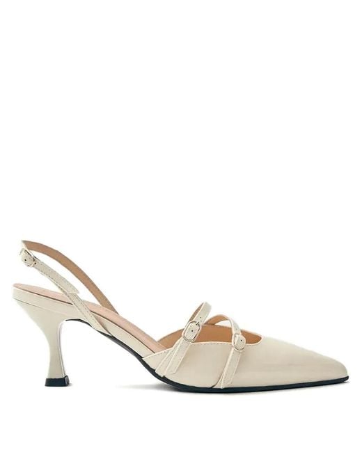 Alohas Natural Joelle Buckle-Detail Pointed-Toe Pumps