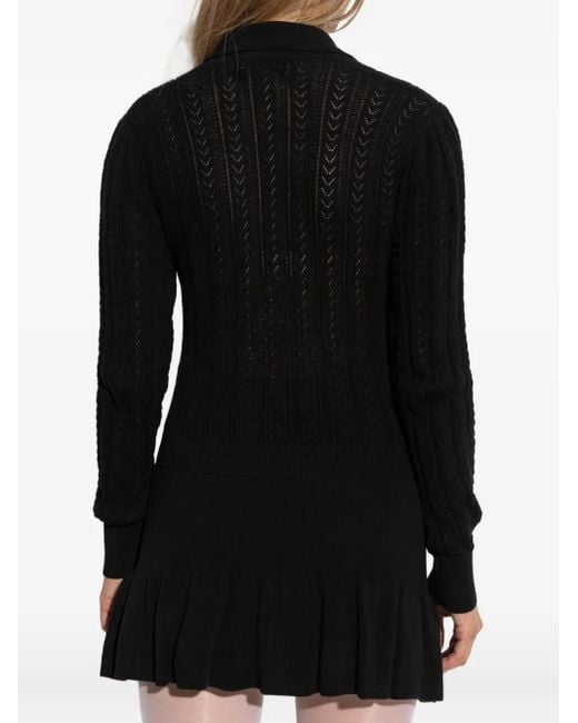Alessandra Rich Black Button-Embellished Knitted Cardigan