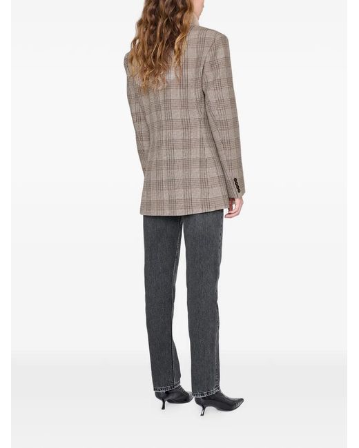 Anine Bing Gray Aretha Blazer Plaid