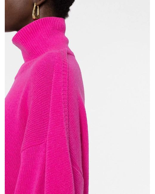 Valentino Garavani Pink Draped Roll-Neck Jumper