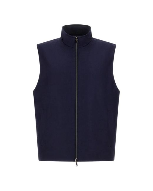 Herno Blue High-Neck Reversible Gilet for men