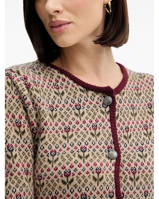 INTROPIA Brown Floral Button Cardigan