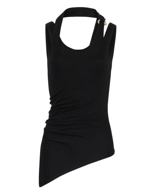 Jean Paul Gaultier Black Twisted Double-Layer Tank Top