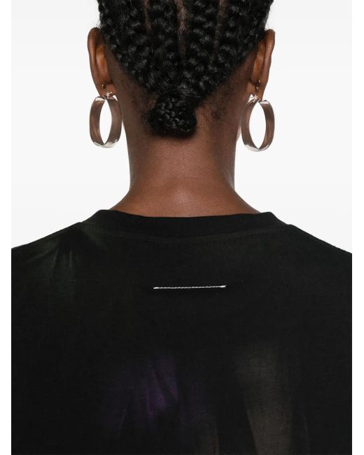 MM6 by Maison Margiela Black Single-Stitch-Logo T-Shirt