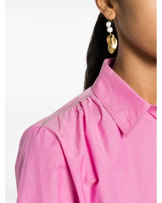 Peserico Pink Perlenverziertes Hemdkleid mit Gürtel