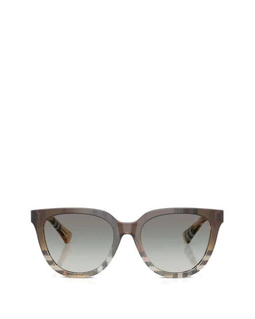Burberry Gray Round-Frame Sunglasses