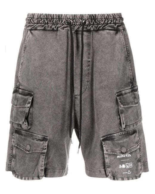 Mauna Kea Gray Drawstring Denim Cargo Shorts for men