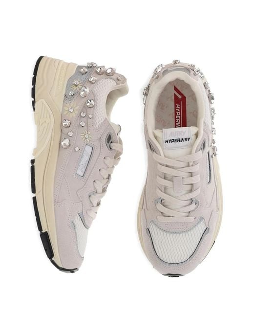 Autry White Hyperway Embellished Sneakers