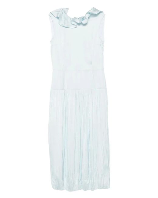 Vestido largo con volantes en el cuello Jil Sander de color White