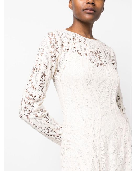 Zimmermann White Devi Floral-lace Panelled Midi Dress